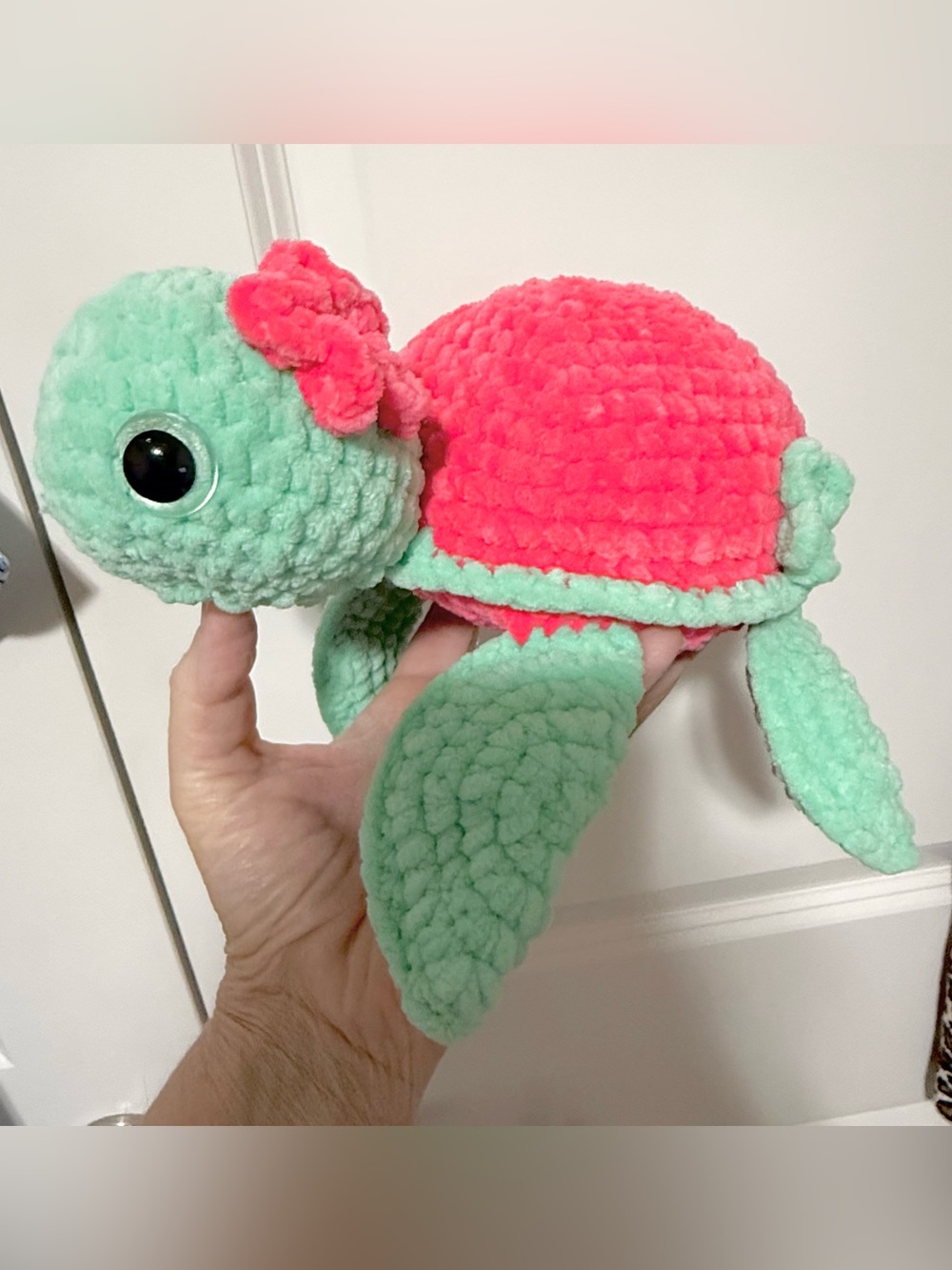 Meet Pinky Handmade Crochet Turtle, Amigurumi Stuffed turtle,